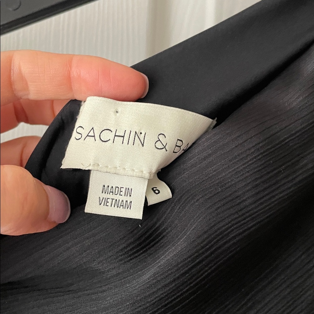 Sachin & Babi Keely Black One Shoulder Gown Dress size 6 - Picture 9 of 17